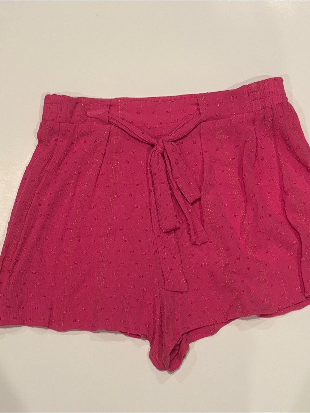 Blue Rain Hot Pink Tie-Waist Textured Shorts